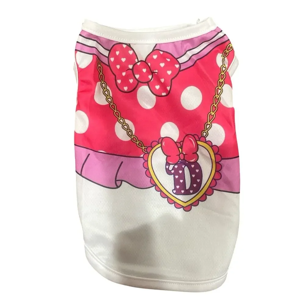 Summer Dog Clothing Fashion in White/Pink, Size S
